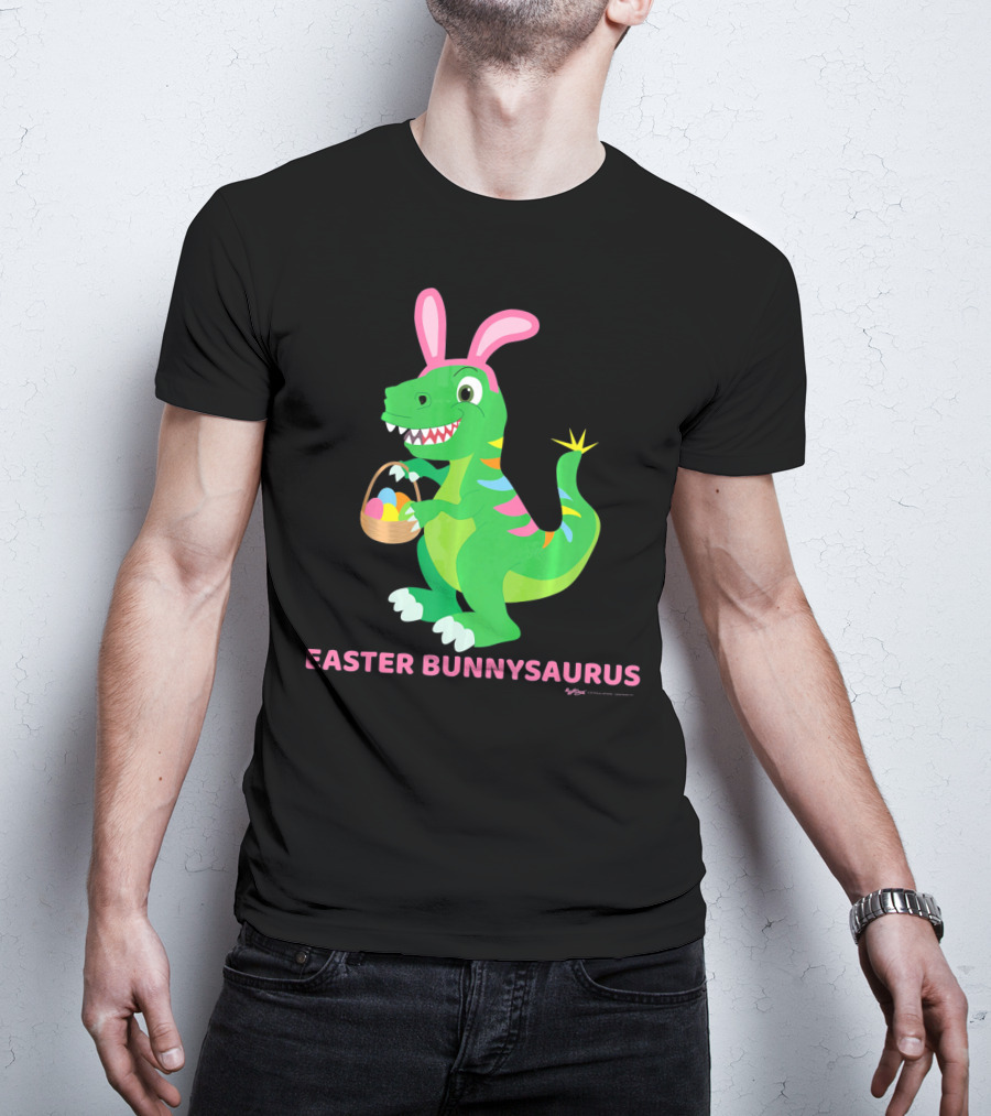 Easter Bunnysaurus Dinosaur With Bunny Ears And Egg Basket T-Shirt