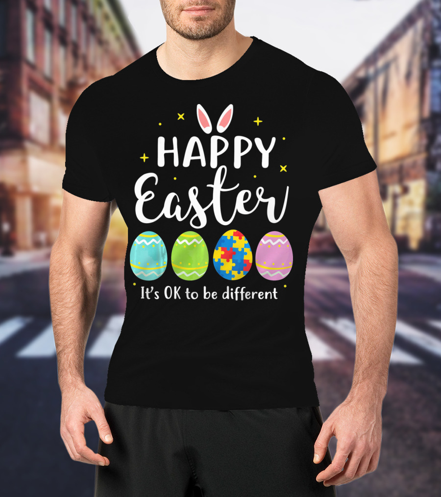 Happy Easter Bunny Puzzle Egg It's OK To Be Different T-Shirt