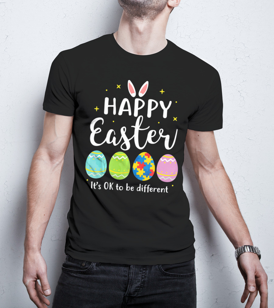 Happy Easter Bunny Puzzle Egg It's OK To Be Different T-Shirt
