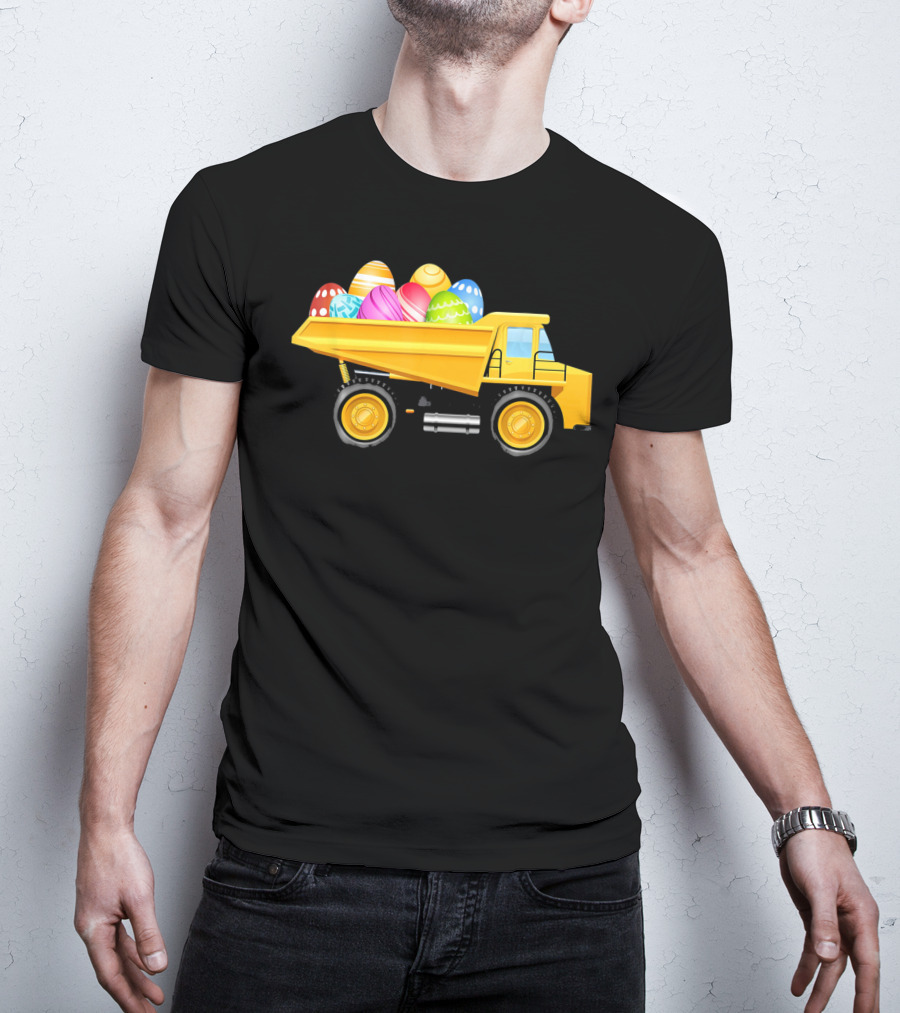 Dump Truck Carrying Colorful Easter Eggs T-Shirt