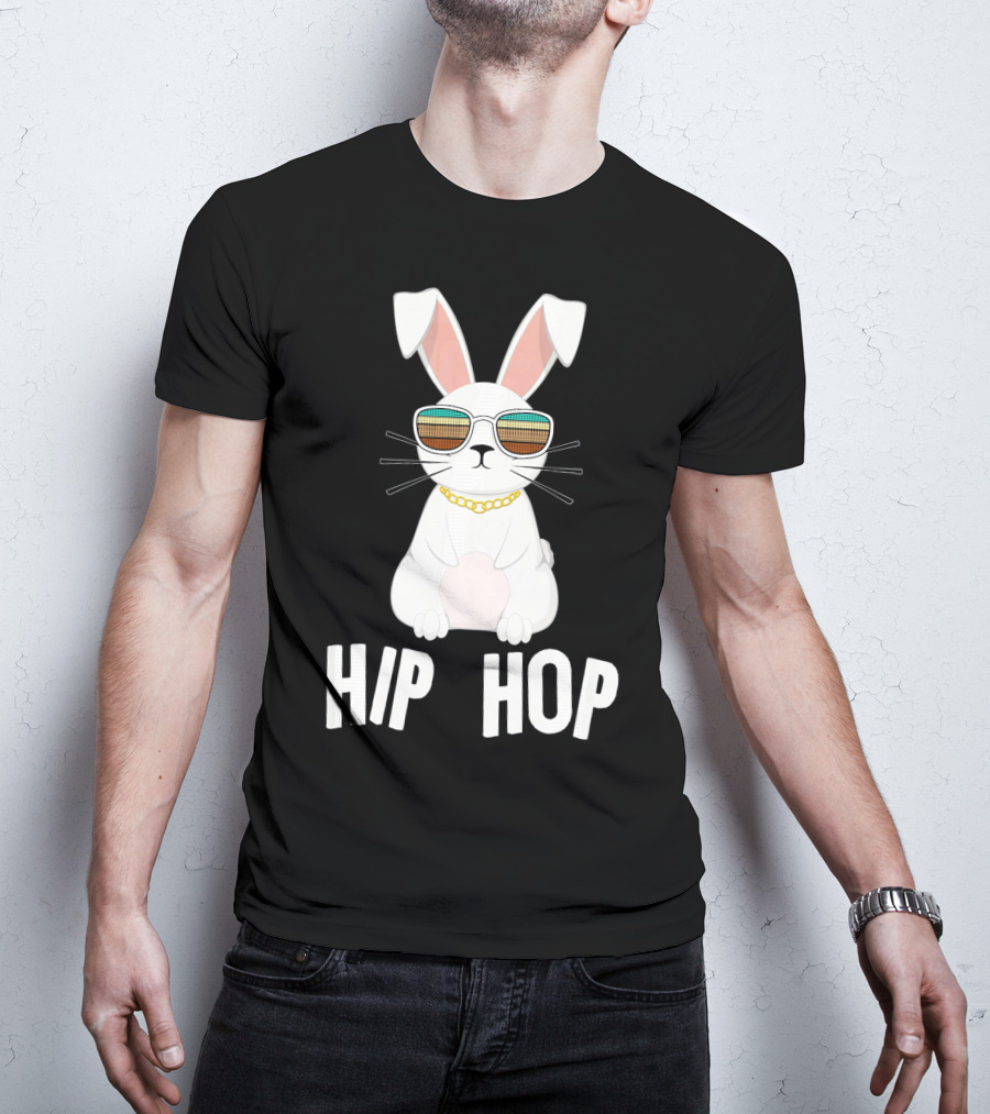 Hip Hop Bunny With Sunglasses And Gold Chain T-Shirt