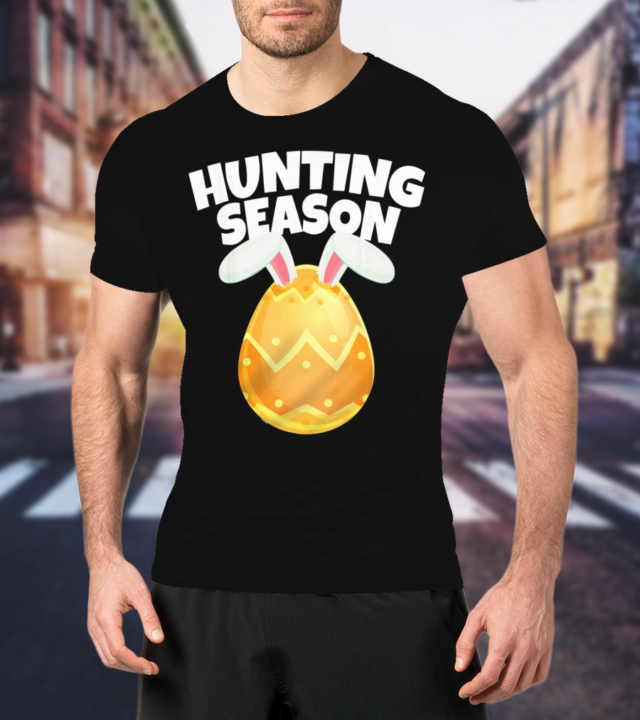 Hunting Season Happy Easter Egg Bun With Bunny Ears T-Shirt