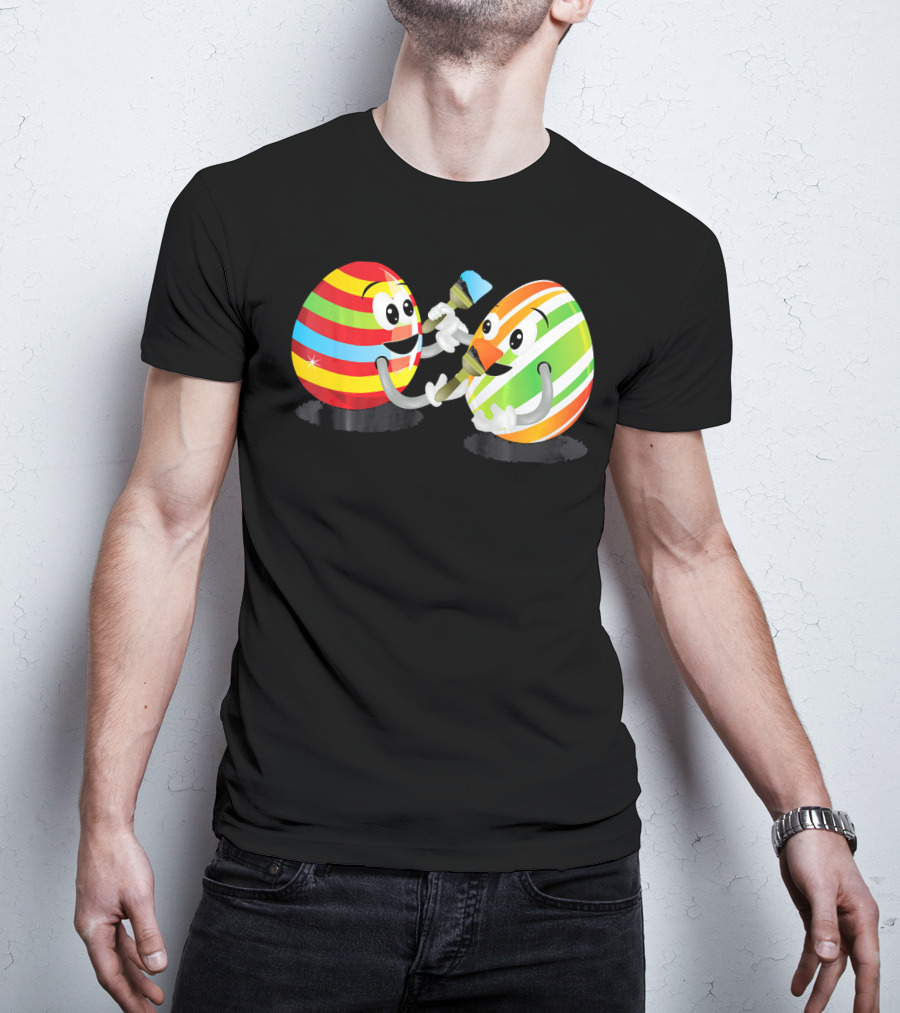 Egg Painting Funny Easter Coloring Activity With Striped Cartoon Eggs T-Shirt