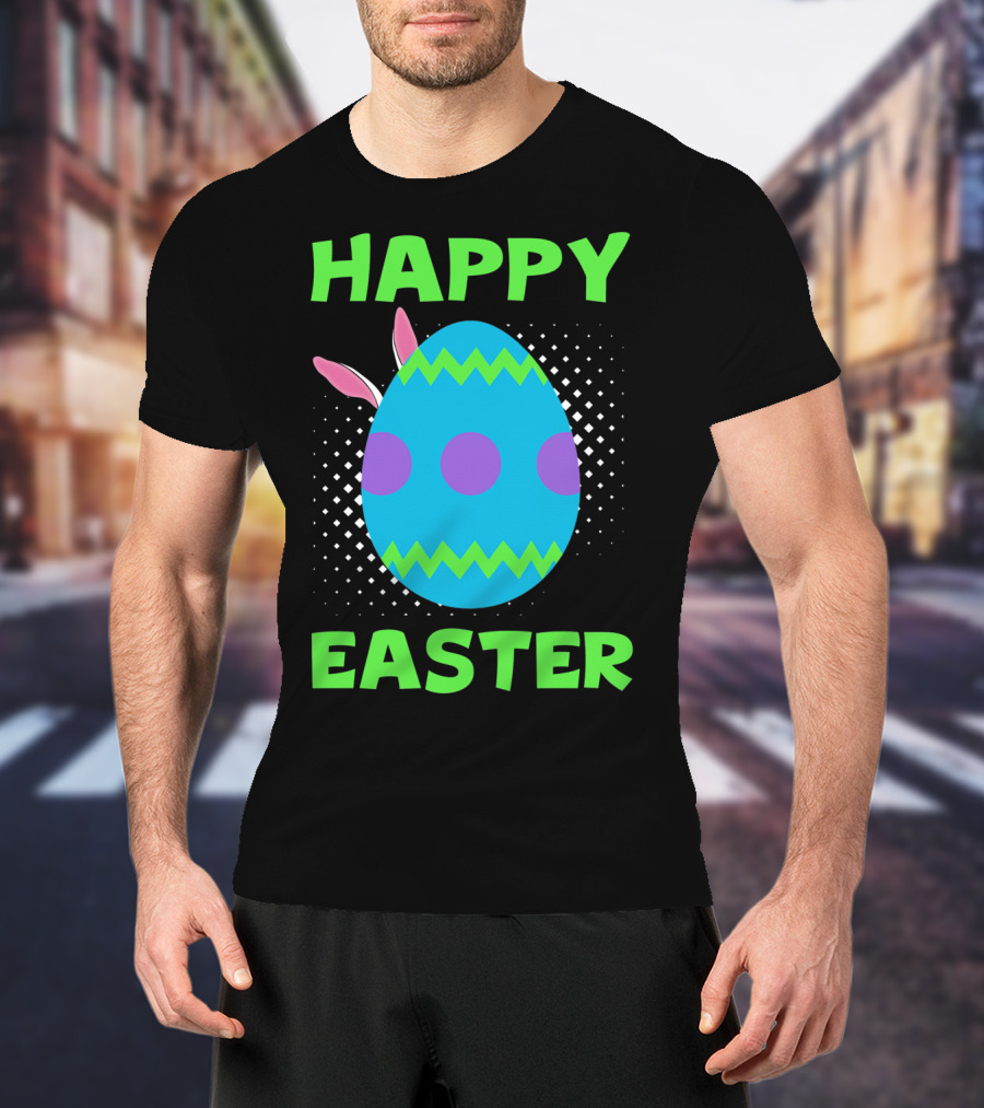 Happy Easter Colorful Egg Bunny Ears T-Shirt