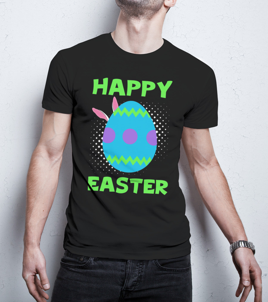 Happy Easter Colorful Egg Bunny Ears T-Shirt