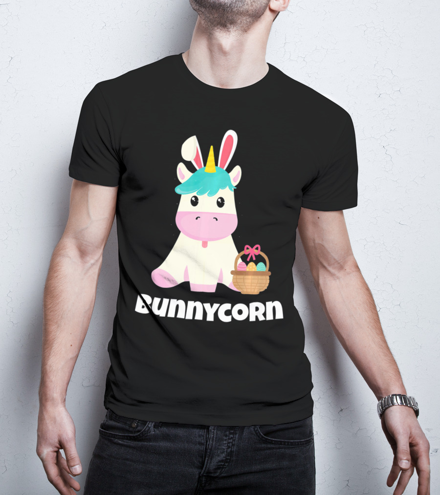 Bunnycorn Easter Unicorn With Bunny Ears And Basket T-Shirt