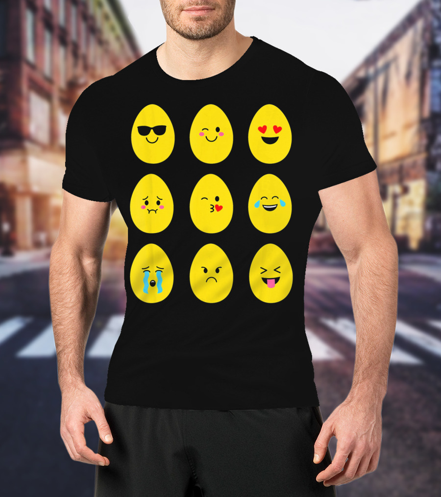 Funny Easter Emoticon Egg Faces With Expressions T-Shirt