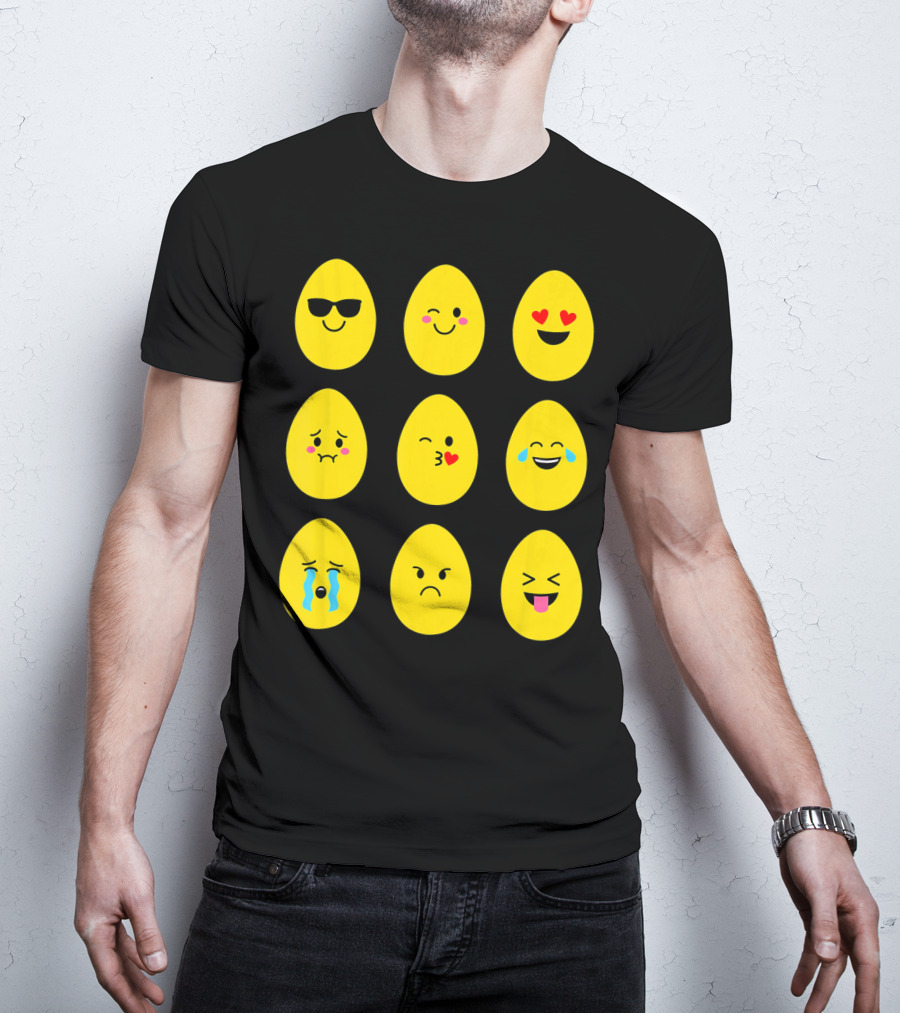 Funny Easter Emoticon Egg Faces With Expressions T-Shirt