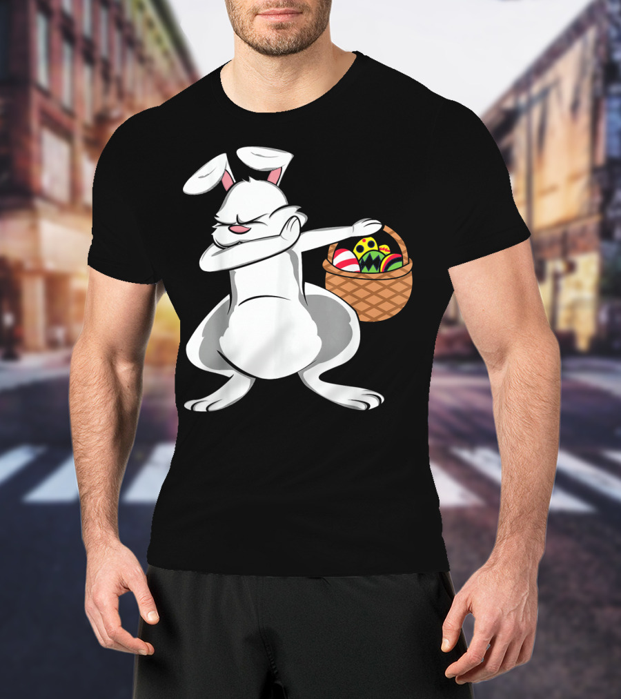 Easter Bunny Dab With Basket Of Colorful Eggs T-Shirt