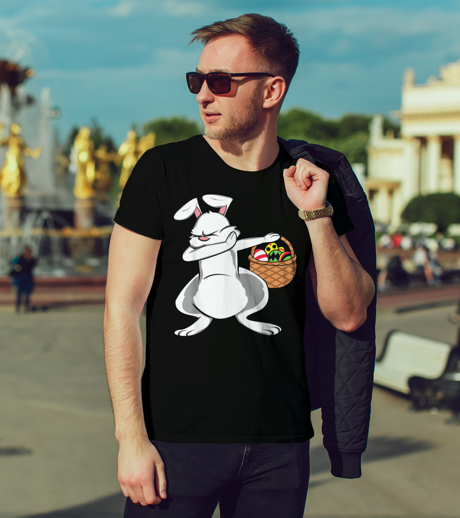 Easter Bunny Dab With Basket Of Colorful Eggs T-Shirt
