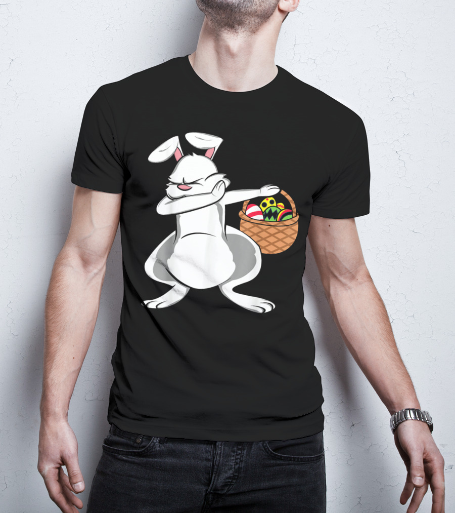 Easter Bunny Dab With Basket Of Colorful Eggs T-Shirt