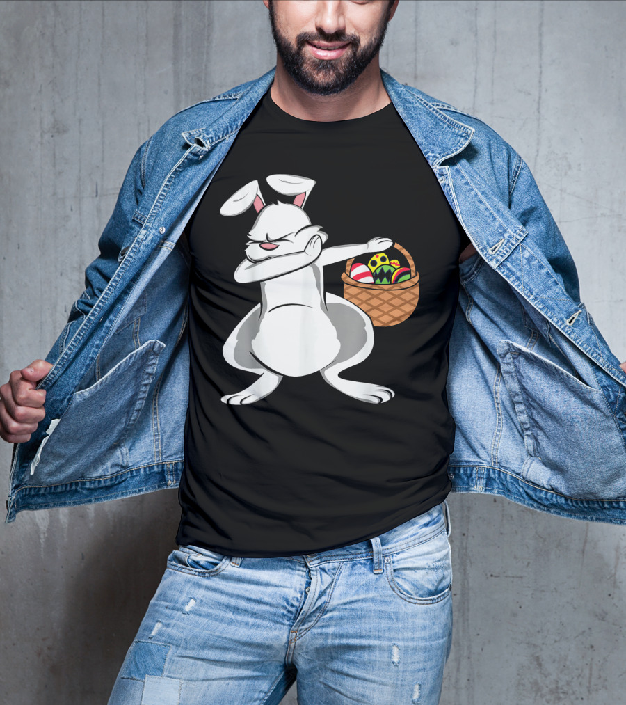 Easter Bunny Dab With Basket Of Colorful Eggs T-Shirt