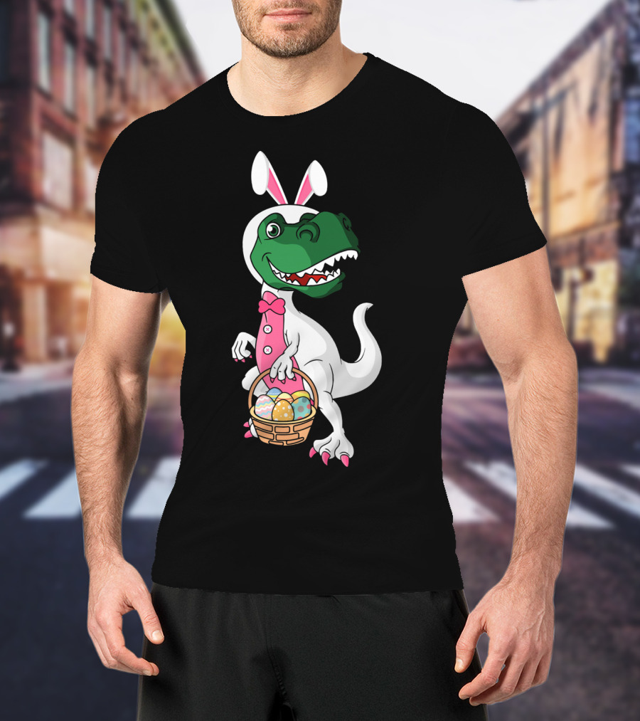 Funny Dinosaur Bunny Rex Easter Basket T-Shirt