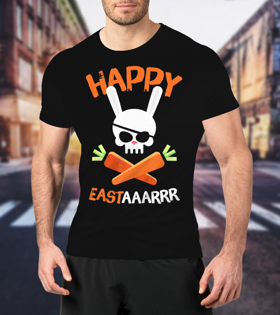 HAPPY EASTAAARRR Bunny Skull Pirate Carrots T-Shirt