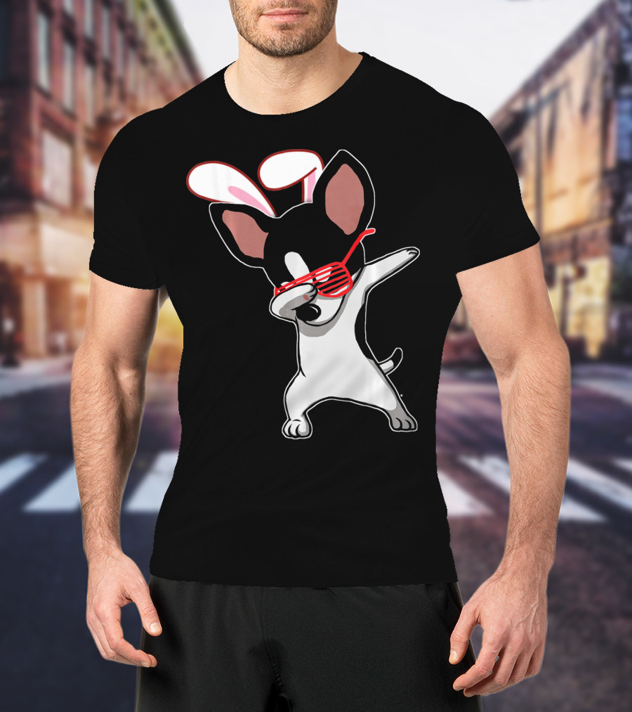 Easter Bunny Dabbing Chihuahua With Bunny Ears And Sunglasses T-Shirt