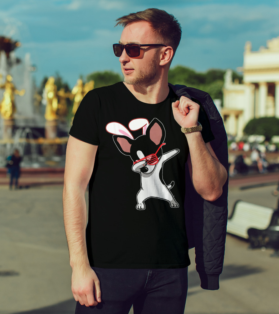 Easter Bunny Dabbing Chihuahua With Bunny Ears And Sunglasses T-Shirt