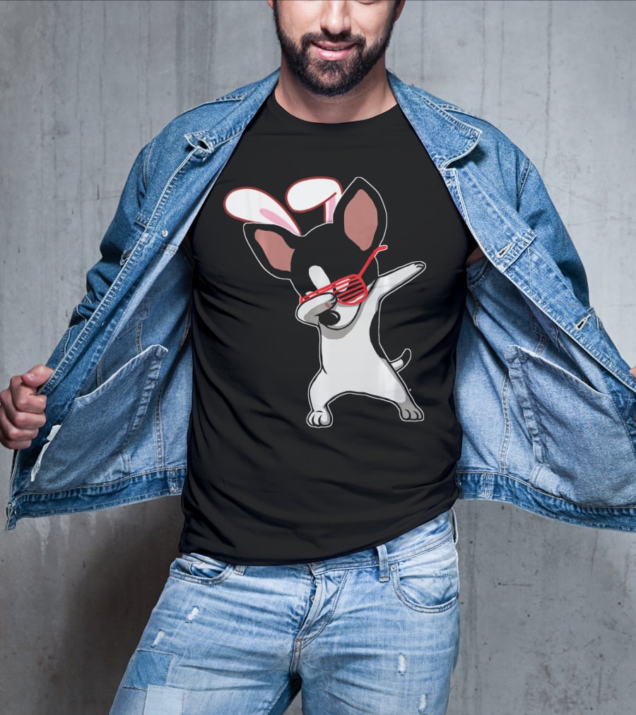 Easter Bunny Dabbing Chihuahua With Bunny Ears And Sunglasses T-Shirt
