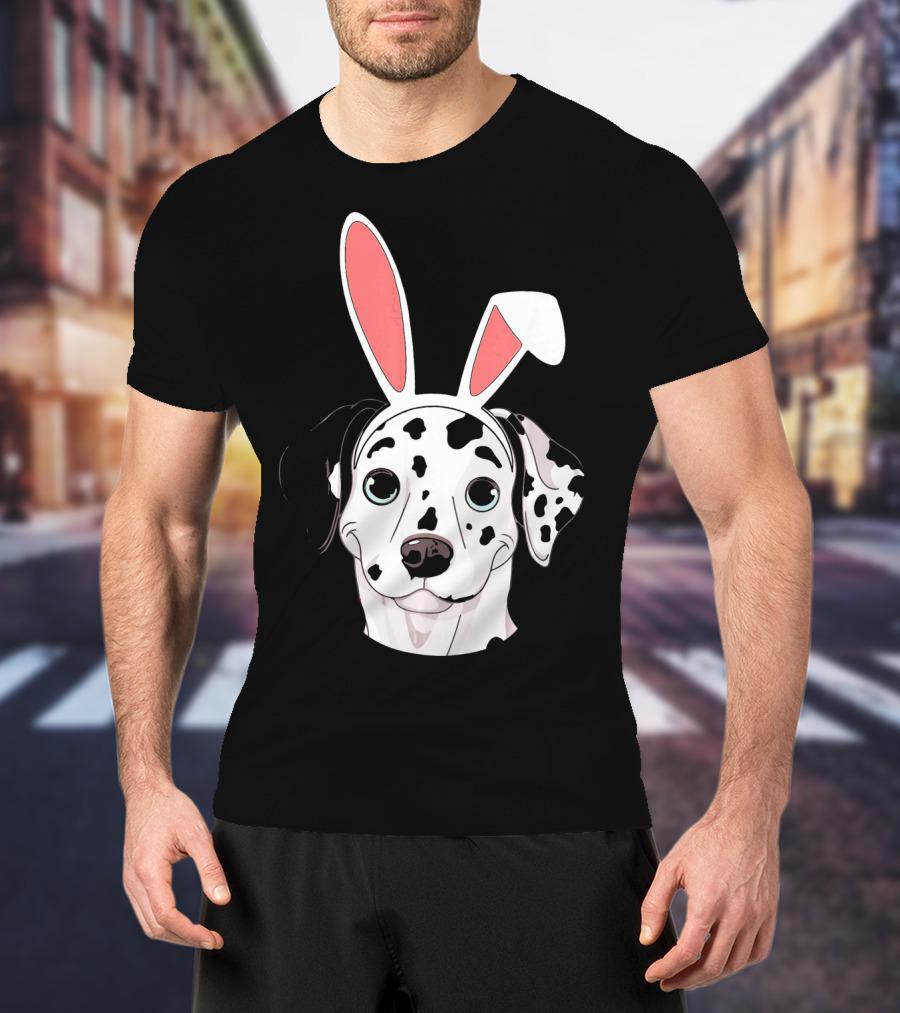 Dalmatian With Bunny Ears For Happy Easter T-Shirt