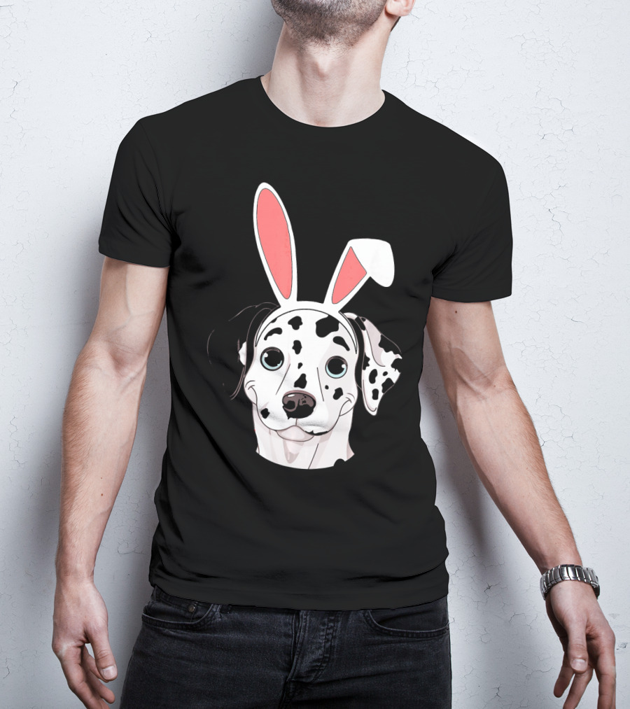 Dalmatian With Bunny Ears For Happy Easter T-Shirt