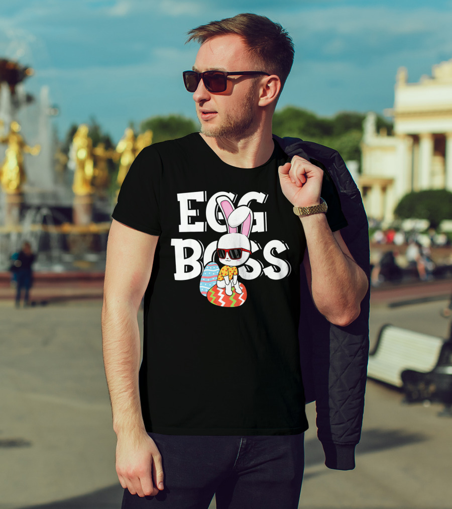 EGG BOSS Funny Easter Egg Bunny With Sunglasses T-Shirt