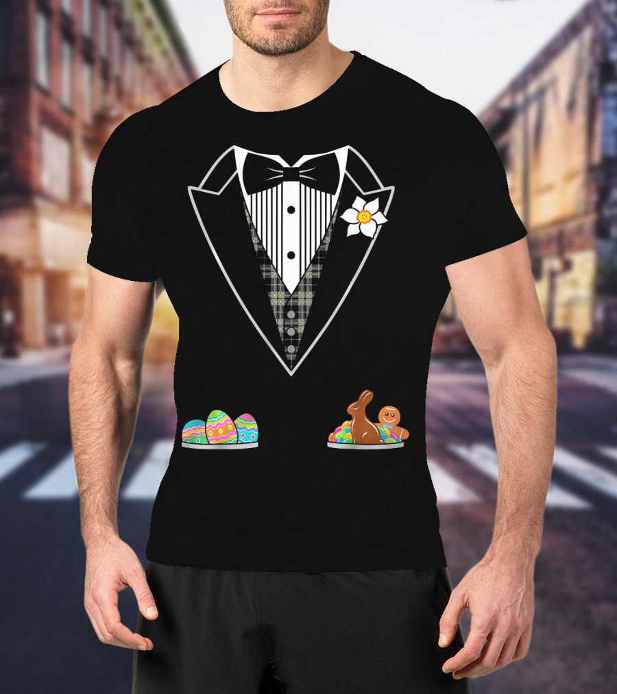 Easter Tuxedo With Eggs Chocolate Bunny And Gingerbread T-Shirt