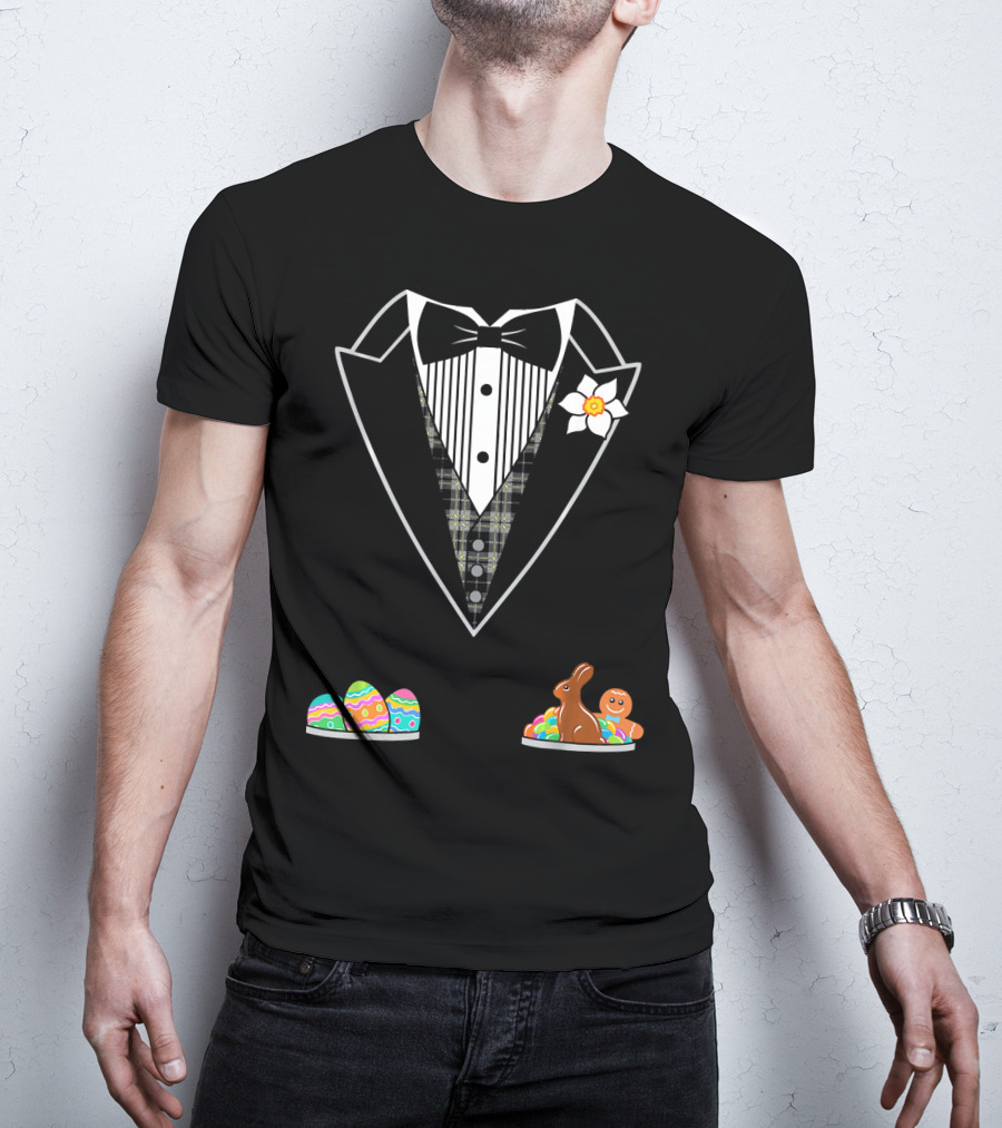 Easter Tuxedo With Eggs Chocolate Bunny And Gingerbread T-Shirt