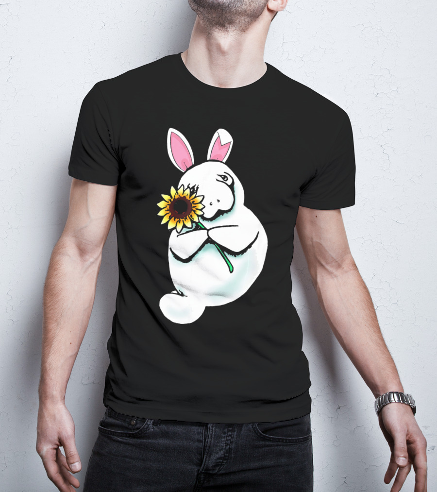 Sunflower Hugging Manatee Bunny T-Shirt