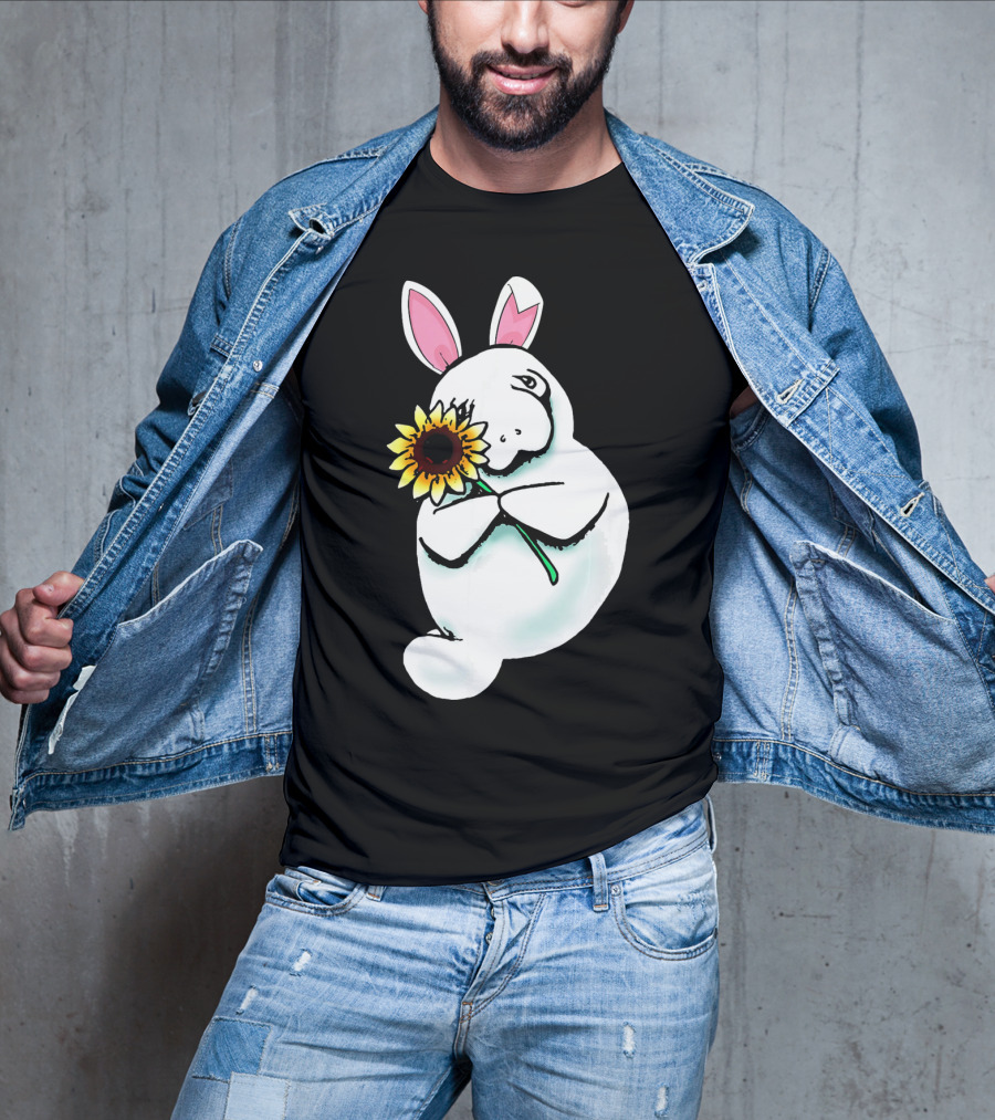 Sunflower Hugging Manatee Bunny T-Shirt