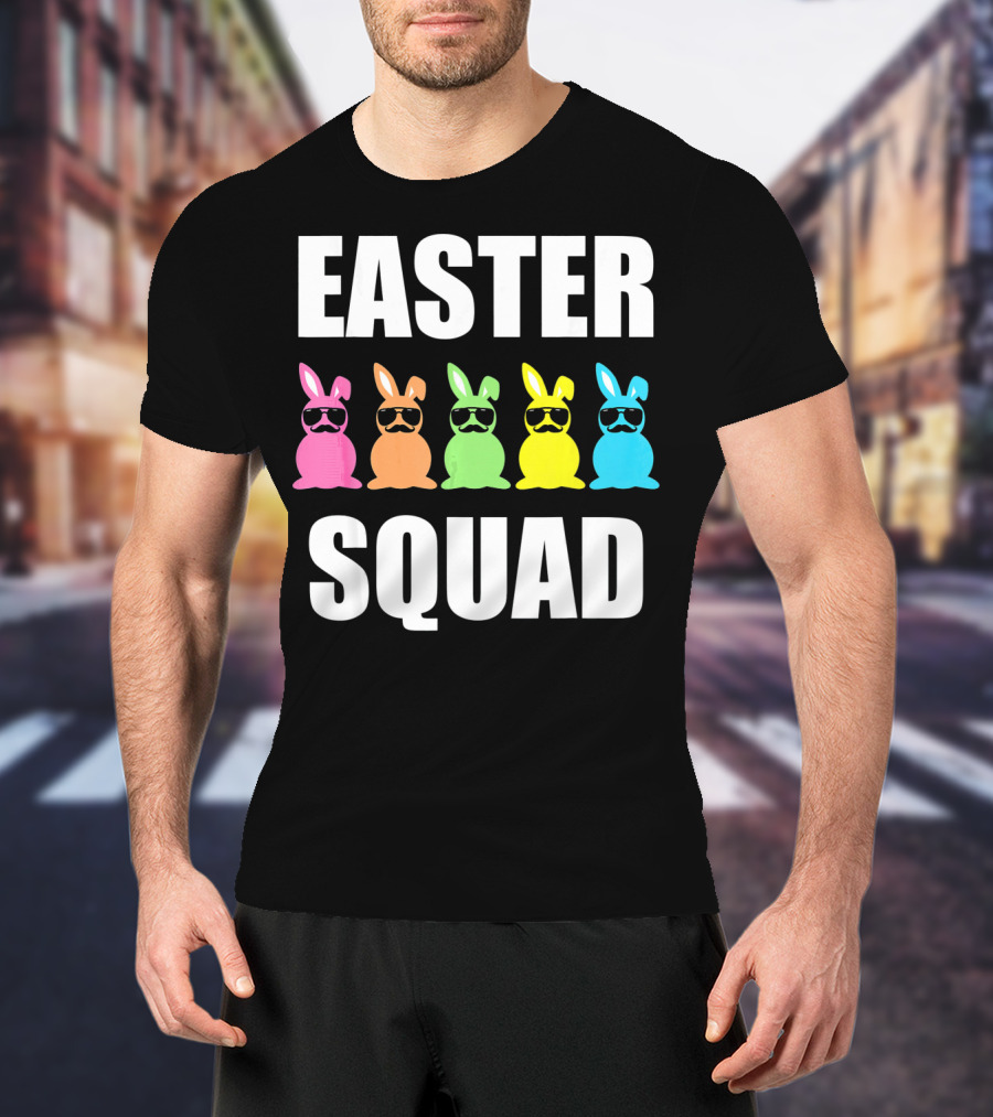 Easter Squad Family Funny Mustache Bunny Egg Hunting T-Shirt