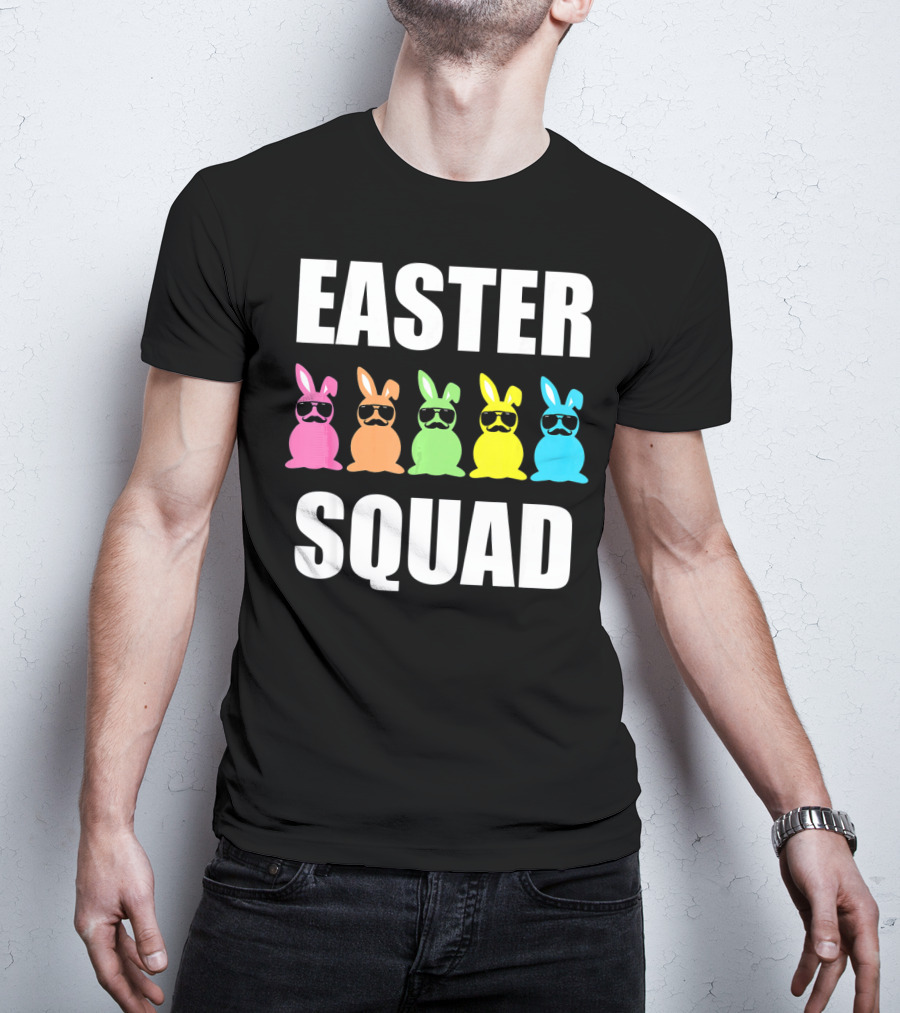 Easter Squad Family Funny Mustache Bunny Egg Hunting T-Shirt