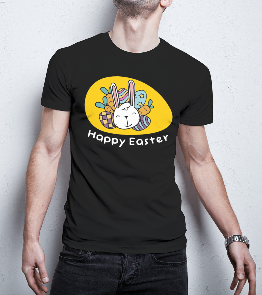 Happy Easter Bunny With Colorful Eggs T-Shirt