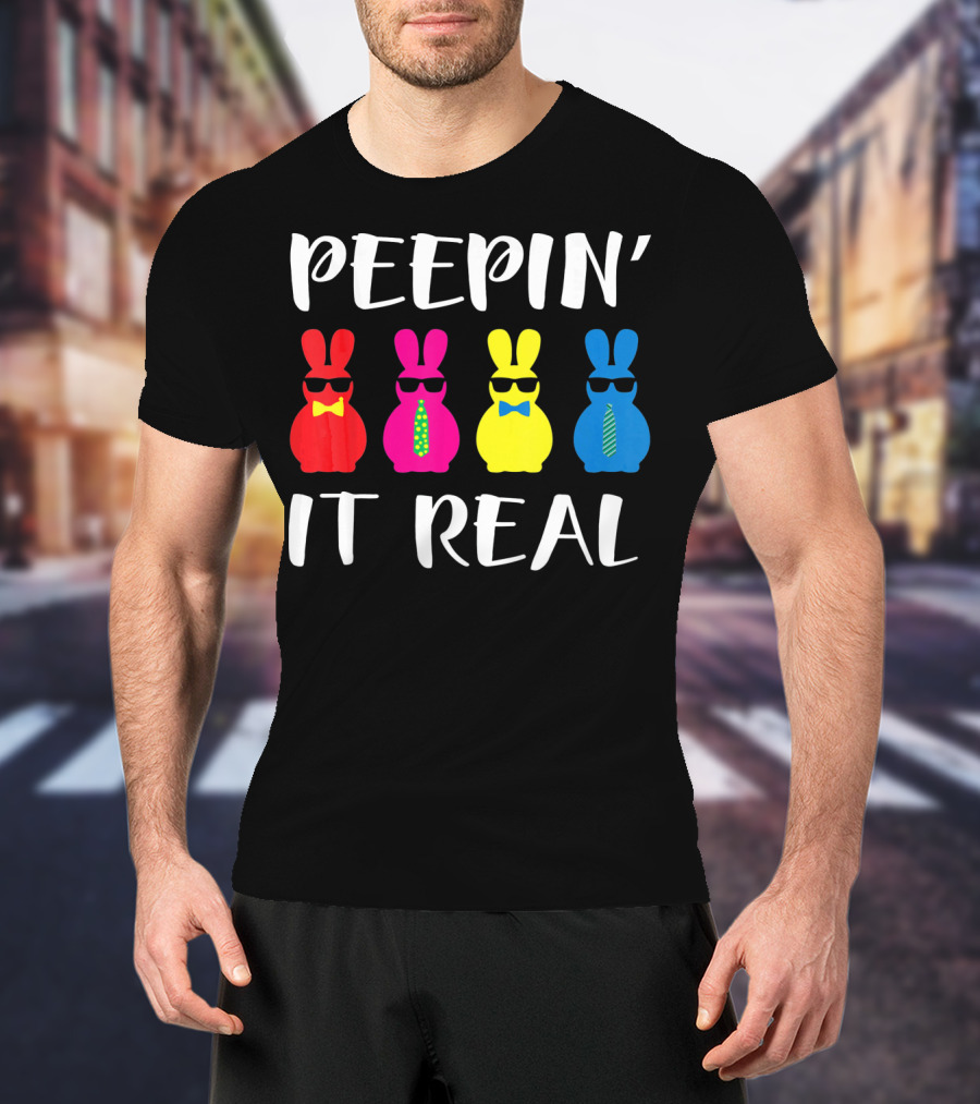 Peepin It Real Easter Bunni Sunglasses Bowties And Ties T-Shirt