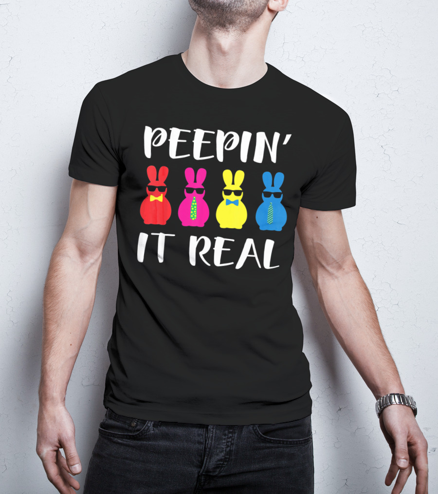 Peepin It Real Easter Bunni Sunglasses Bowties And Ties T-Shirt