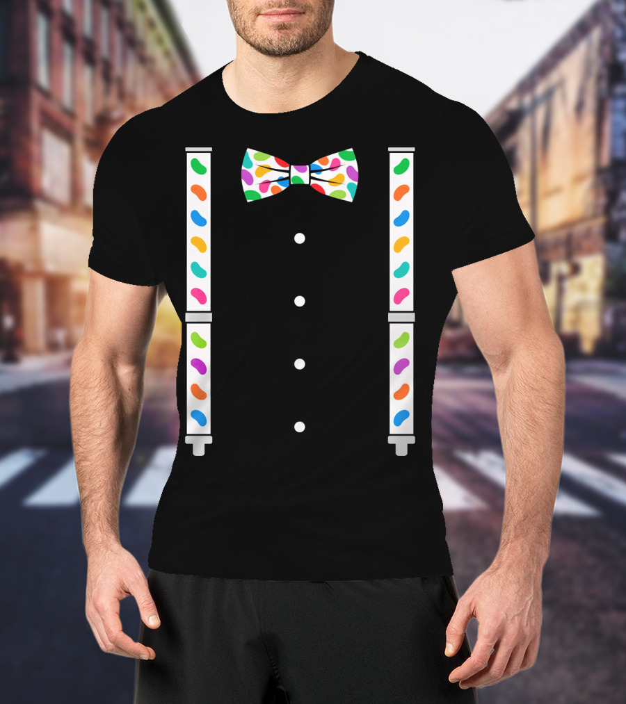 Easter Jelly Beans Bow Tie And Suspenders T-Shirt