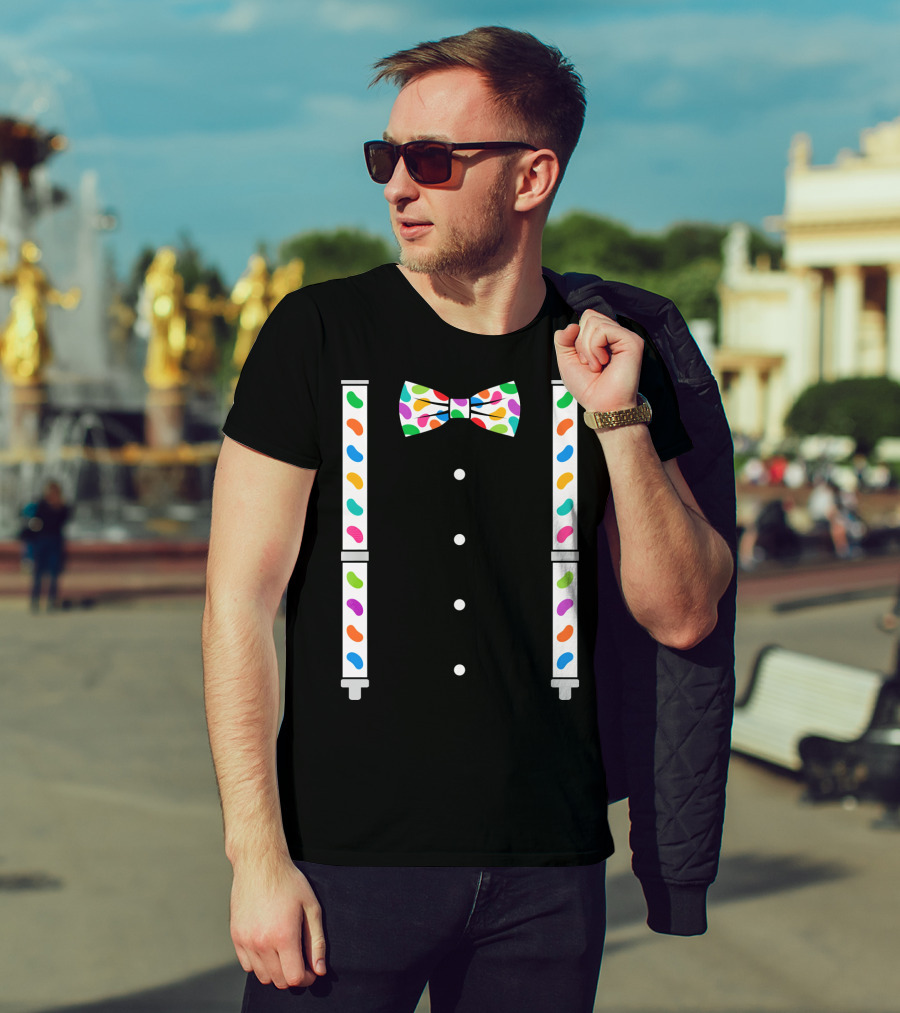 Easter Jelly Beans Bow Tie And Suspenders T-Shirt
