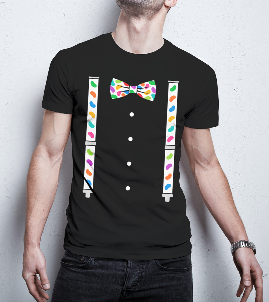 Easter Jelly Beans Bow Tie And Suspenders T-Shirt