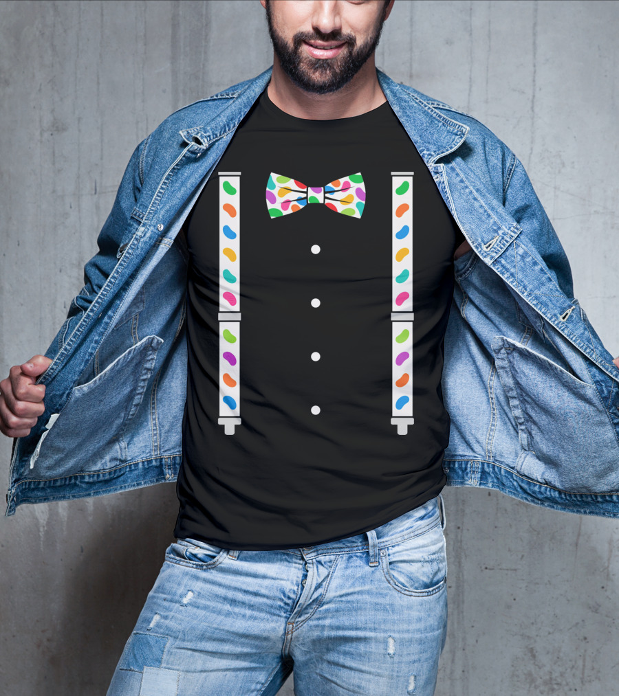 Easter Jelly Beans Bow Tie And Suspenders T-Shirt