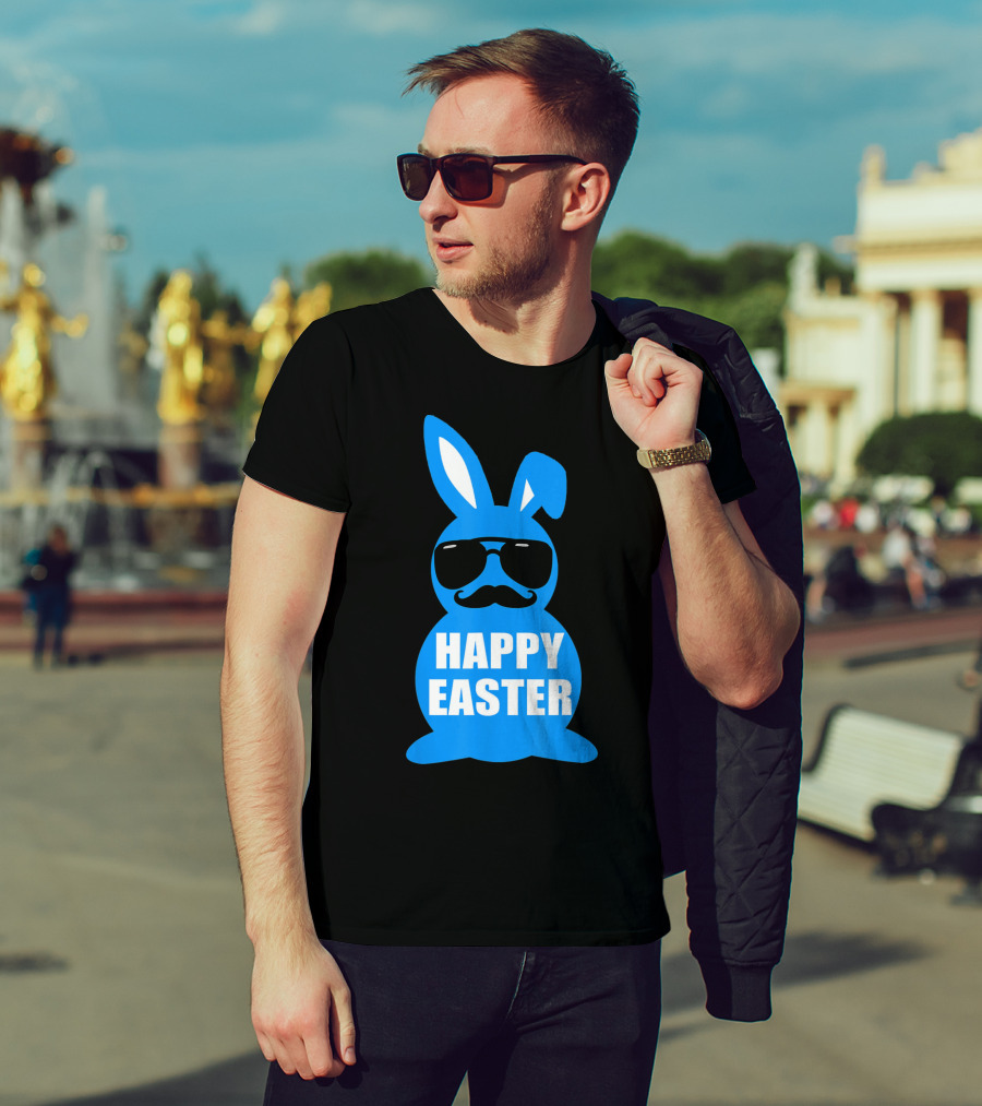 Happy Easter Bunny With Sunglasses And Mustache T-Shirt