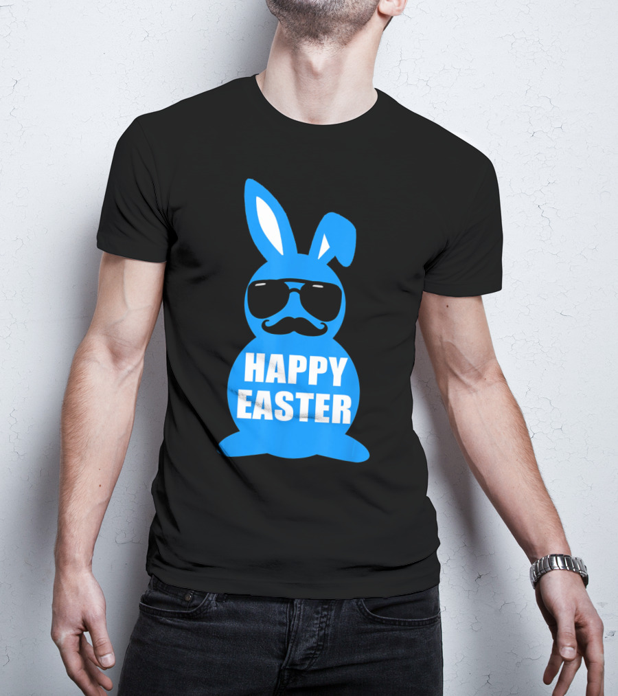 Happy Easter Bunny With Sunglasses And Mustache T-Shirt