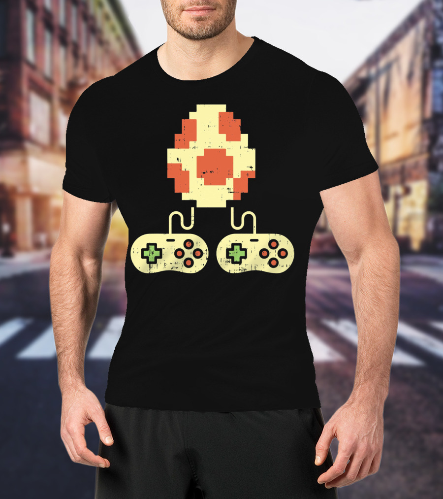 Easter Egg Pixel Art With Retro Game Controllers Gamer Gaming T-Shirt