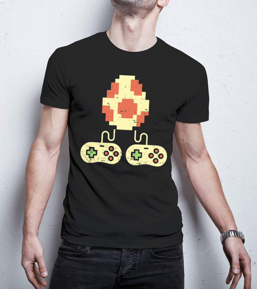 Easter Egg Pixel Art With Retro Game Controllers Gamer Gaming T-Shirt