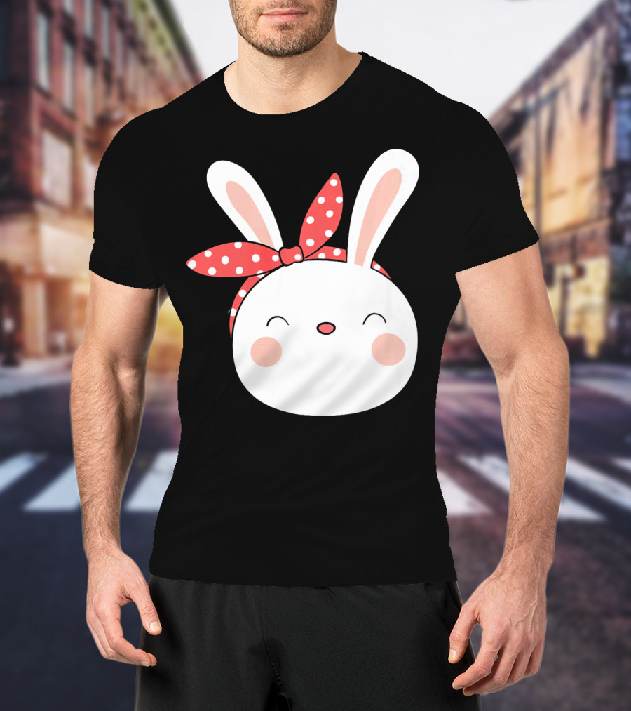 Easter Bunny With Polka Dot Headband T-Shirt