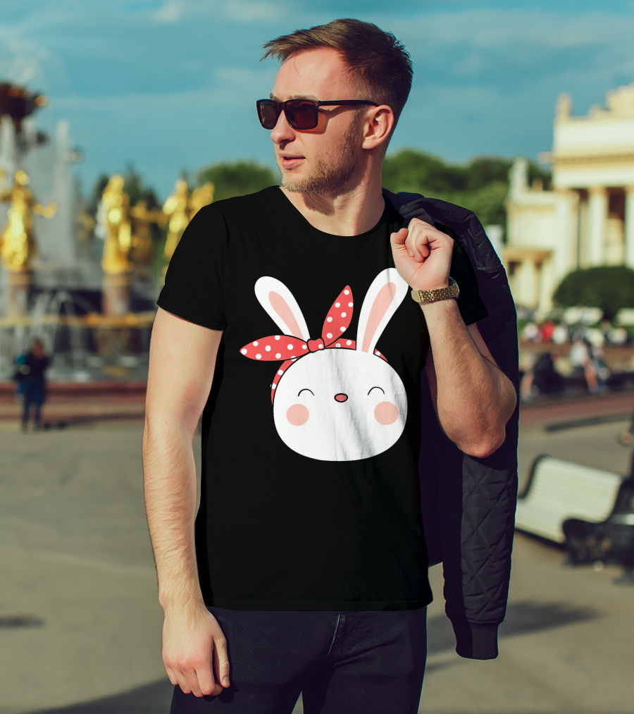 Easter Bunny With Polka Dot Headband T-Shirt