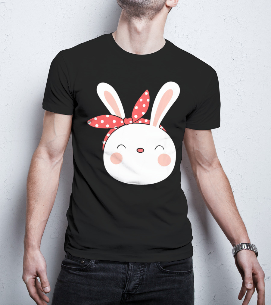 Easter Bunny With Polka Dot Headband T-Shirt