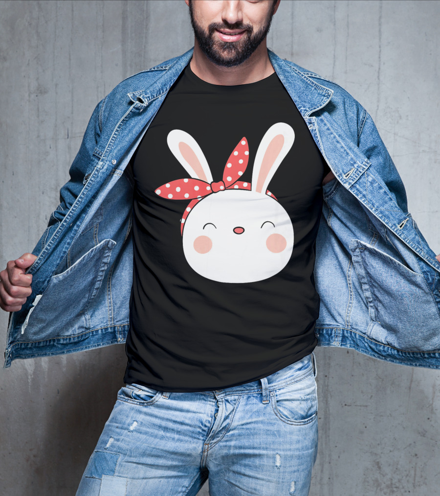 Easter Bunny With Polka Dot Headband T-Shirt