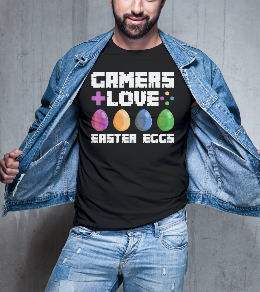 Gamers Love Plus Easter Eggs With Colorful Eggs And Game Symbols T-Shirt