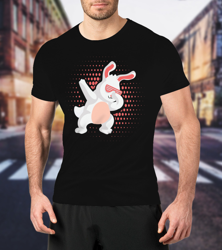 Funny Dabbing Hip Hop Bunny Easter With Shades T-Shirt