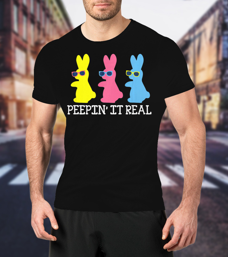 Peepin It Real Colorful Easter Bunny Sunglasses Trio T-Shirt