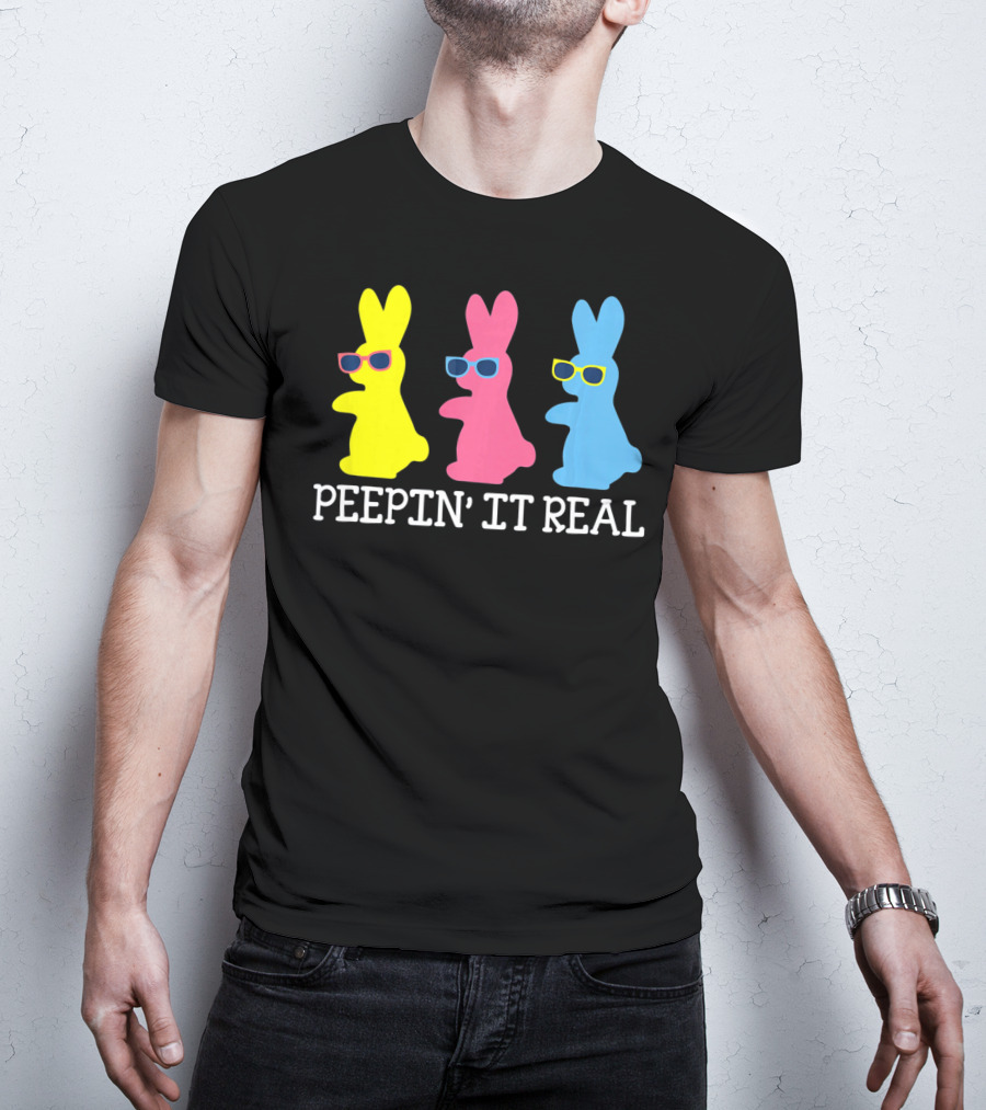 Peepin It Real Colorful Easter Bunny Sunglasses Trio T-Shirt