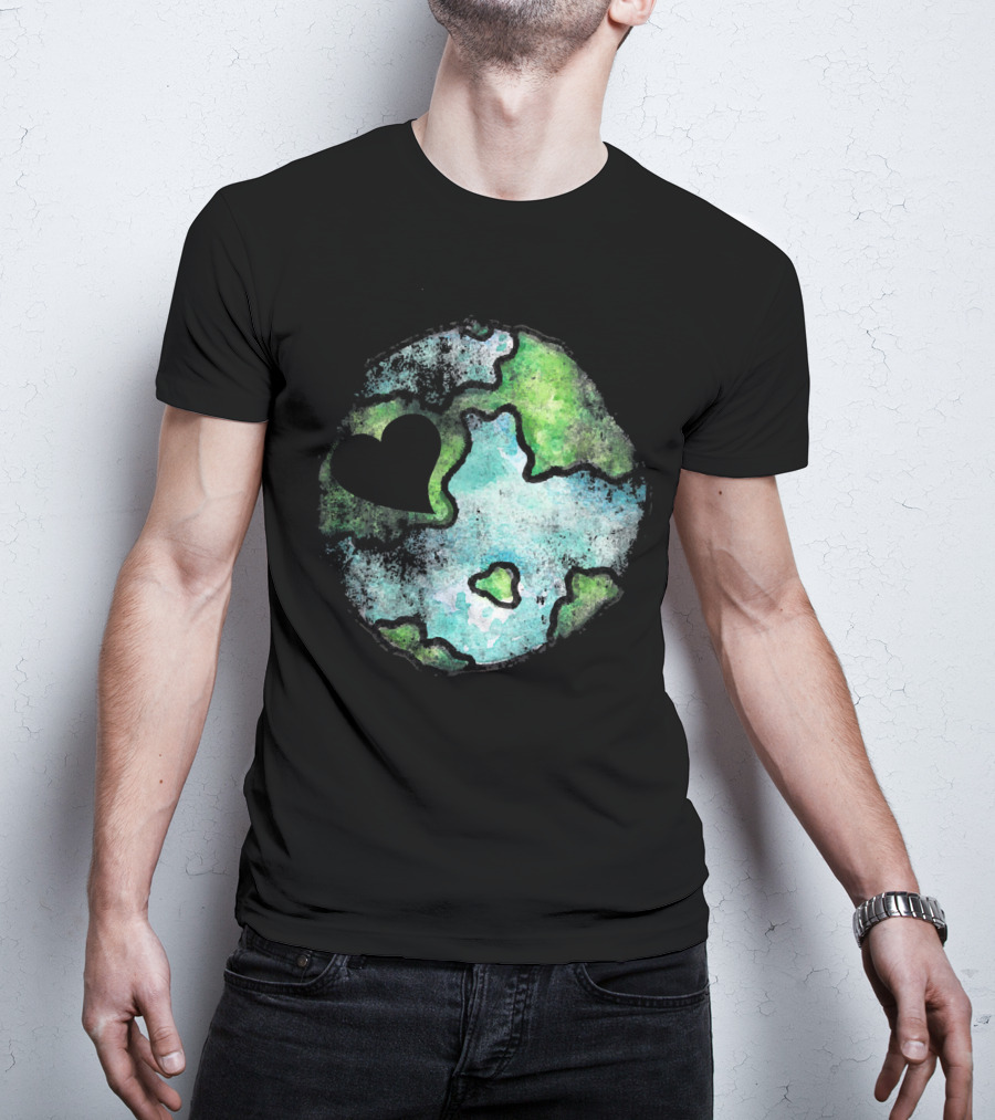 Earth Day Love Heart Vintage Artistic Planet T-Shirt
